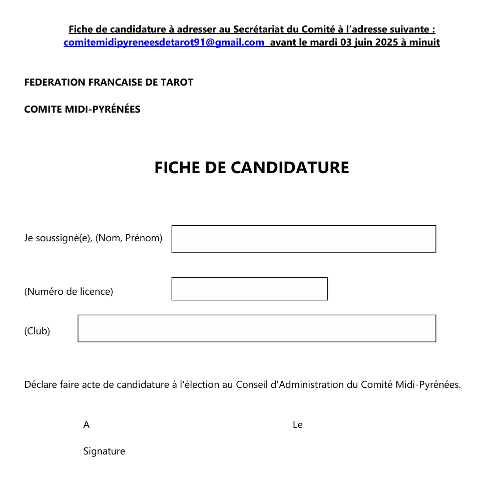 Fiche candidature 2025