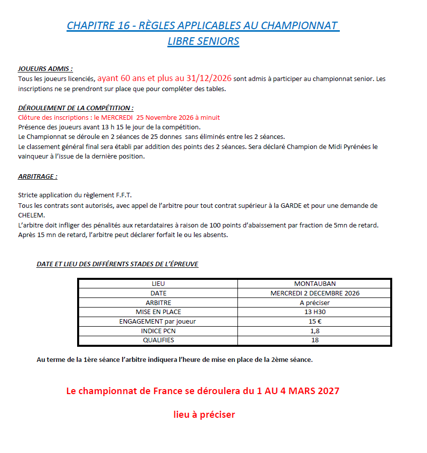 chapitre 16 libre seniors 2026 2027